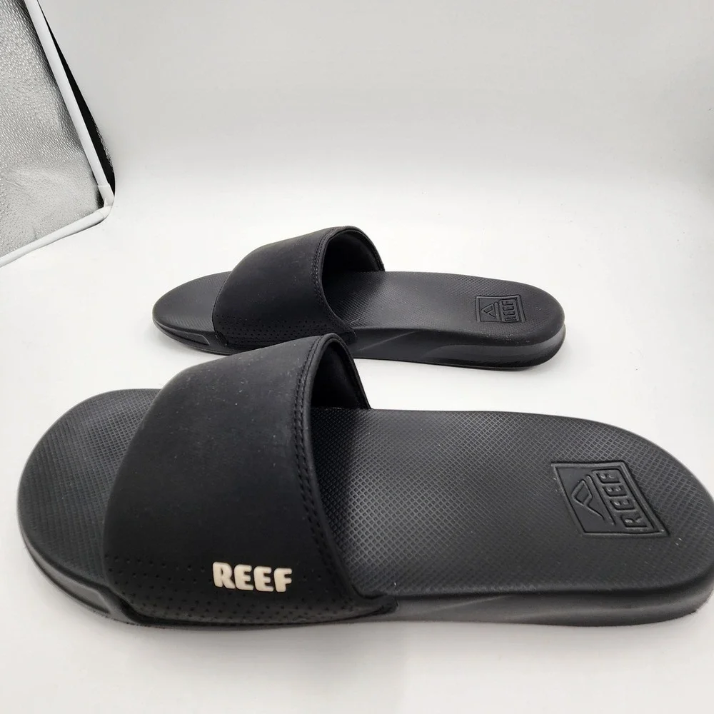 Reef One Slide Mens Black Sandals Athletic Beach Pool Water Shoes Size 11
